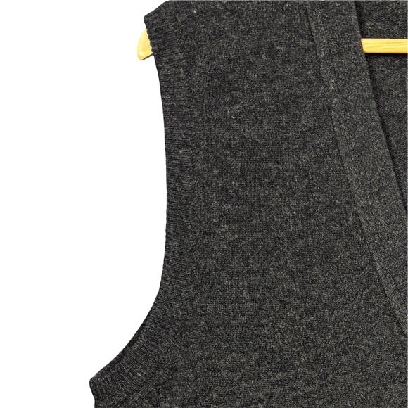 Vintage Benetton Sweater Vest Mens L Gray Lambswool Italy Grandma Heritage Ivy - Picture 6 of 11